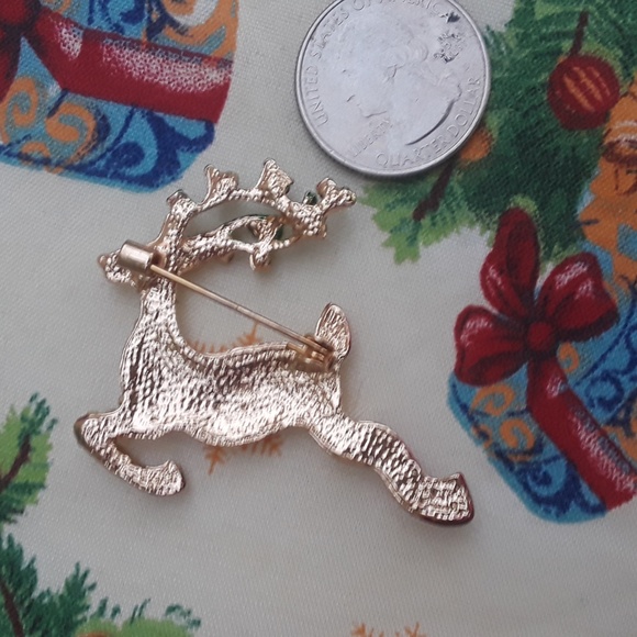 Reindeer Rhinestone Pin, Brooch - Picture 3 of 4